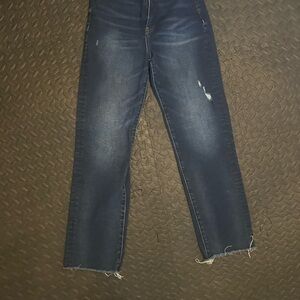 Express Dark Blue Distressed Ankle Jeans